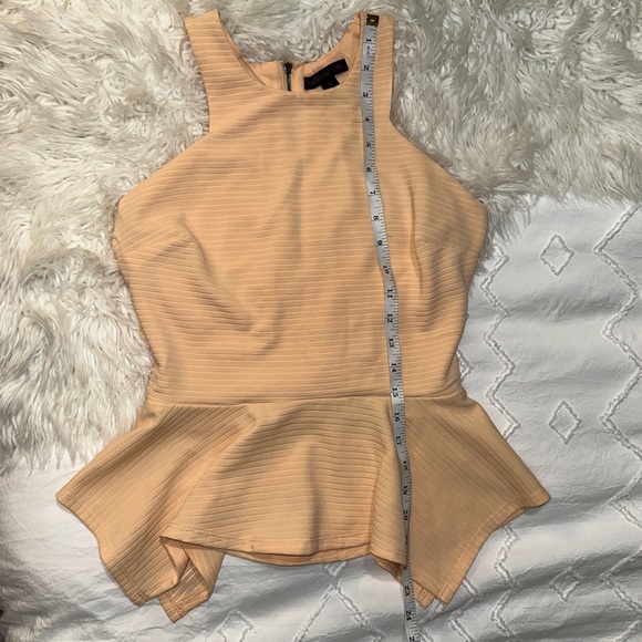 Material Girl | Peplum Zipper Back Side Cutout Lace Strap Sleeveless Tank Blouse - Picture 11 of 12